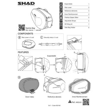 Sacoche cavalière latérale Shad E48 extensibles DE 23 A 29L semi-rigides (Fixation SR Side Bag Holder vendue séparément) (X0SE482) (VENDU A LA PAIRE) – Image 10